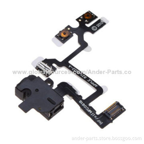 Factory Price Audio Earphone Jack Flex Cable for iPhone 4S/4G, Black/White, Fits for Repair Centers